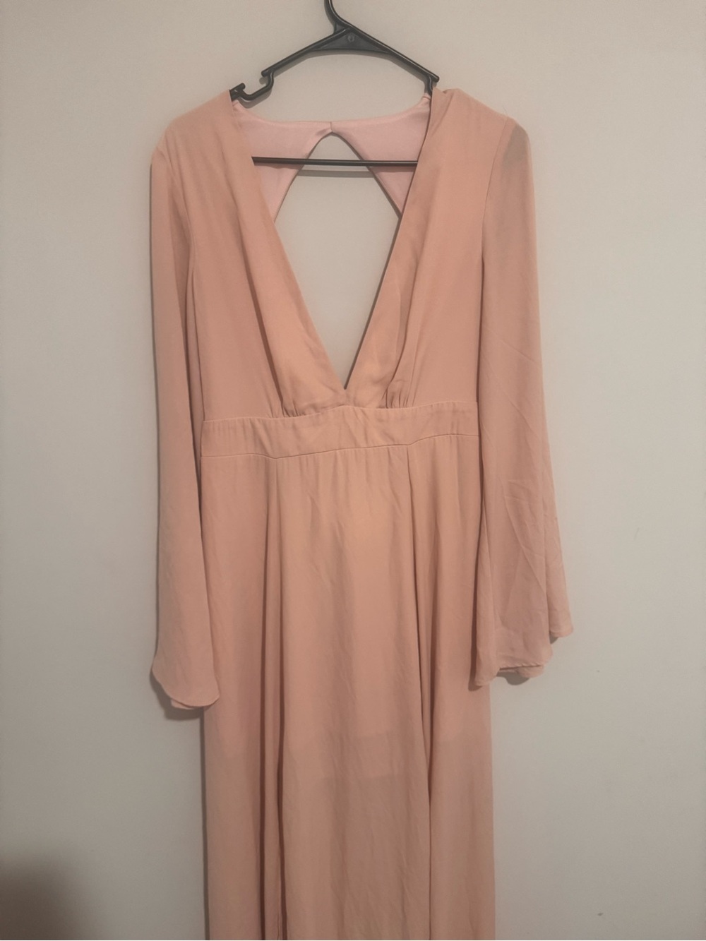 Show Me Your MuMu Blush Long Sleeve Backless V-Neck Maxi Dress